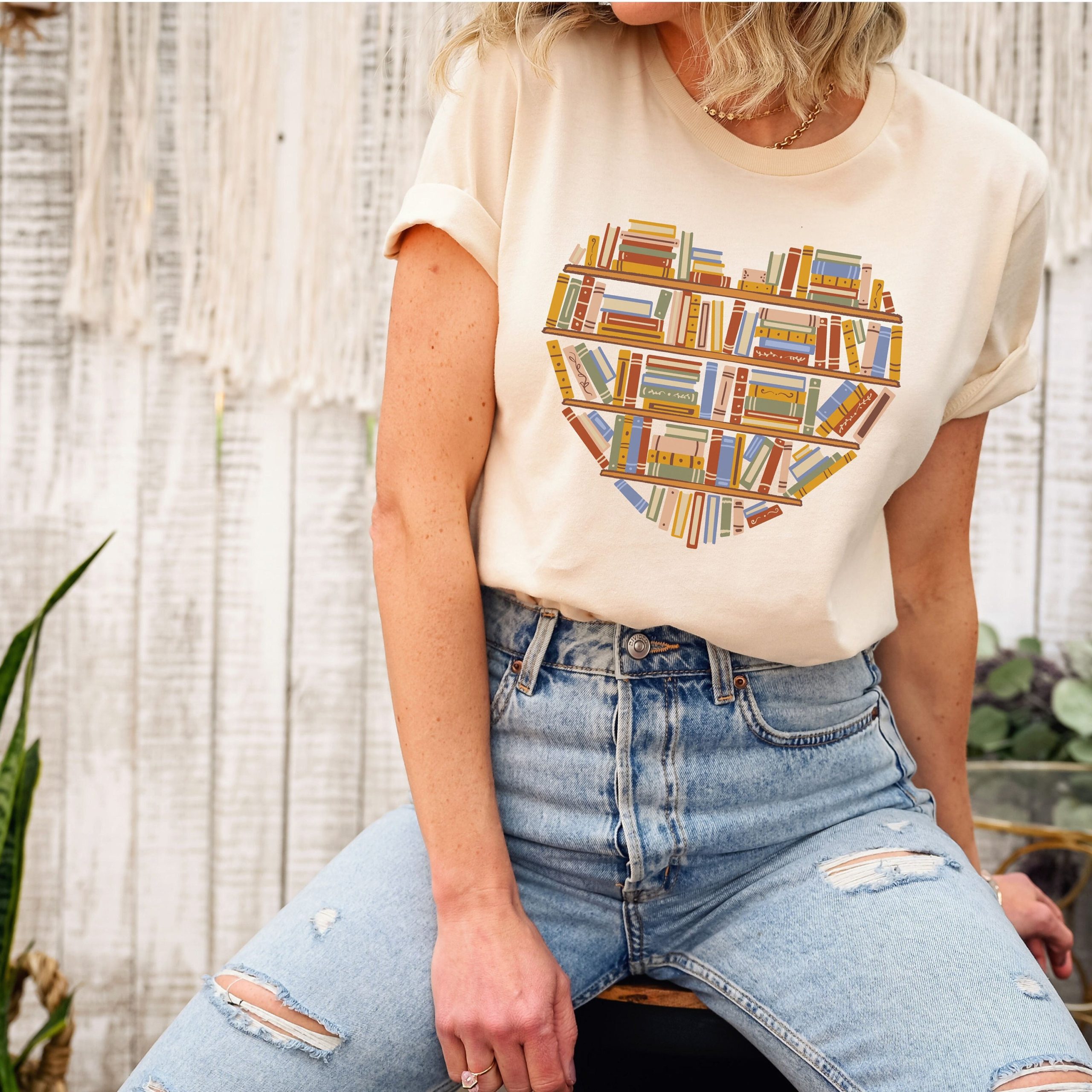 Between The Pages Book Lover Bookshelf Reading Graphic T-Shirt