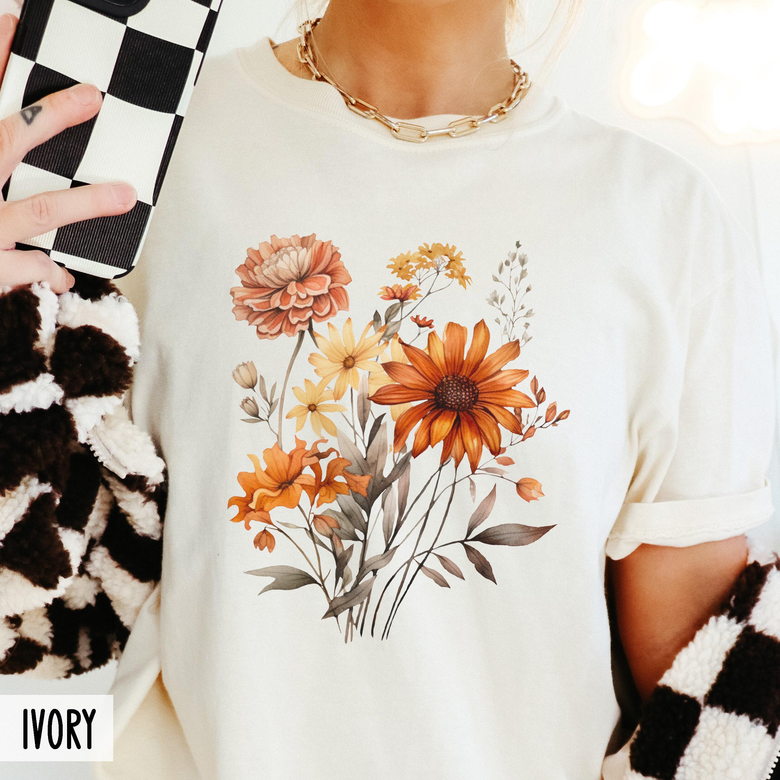 Cottagecore Fall Boho Flowers Theme Autumn Graphic T-Shirt