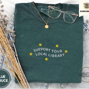 Support Your Local Library Embroidered Graphic T-Shirt