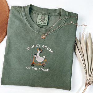 Embroidered Halloween Goose Spooky Graphic T-Shirt