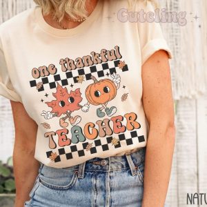 Fall Teacher Cute Thanksgiving One Thankful Graphic T-Shirt