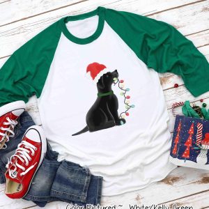 Black Lab Christmas Dog Cute Mom Family Graphic T-Shirt