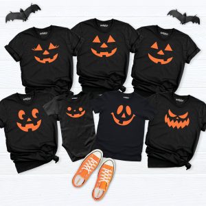 Halloween Pumpkin Face Faces Funny Group Graphic T-Shirt