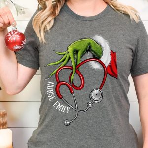 Merry Grinchmas Stethoscope Funny Grinch Graphic T-Shirt