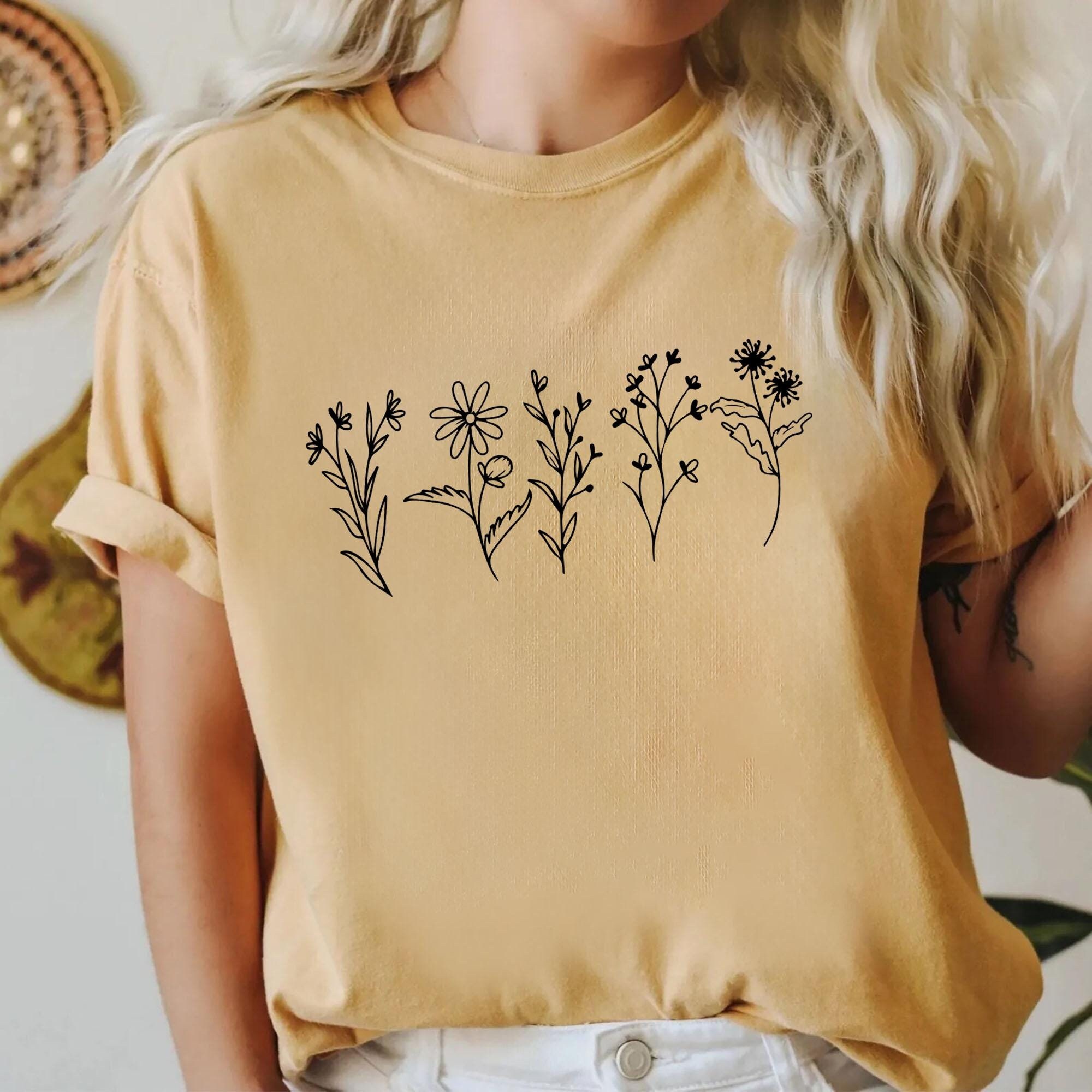 Wildflower Floral Cottagecore Botanical Graphic T-Shirt