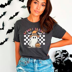 Spooky Season Halloween Ghost Cute Trick Graphic T-Shirt