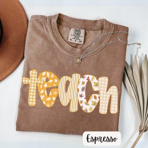 Fall Teacher Cute Gift Autum Floral Teaching Graphic T-Shirt
