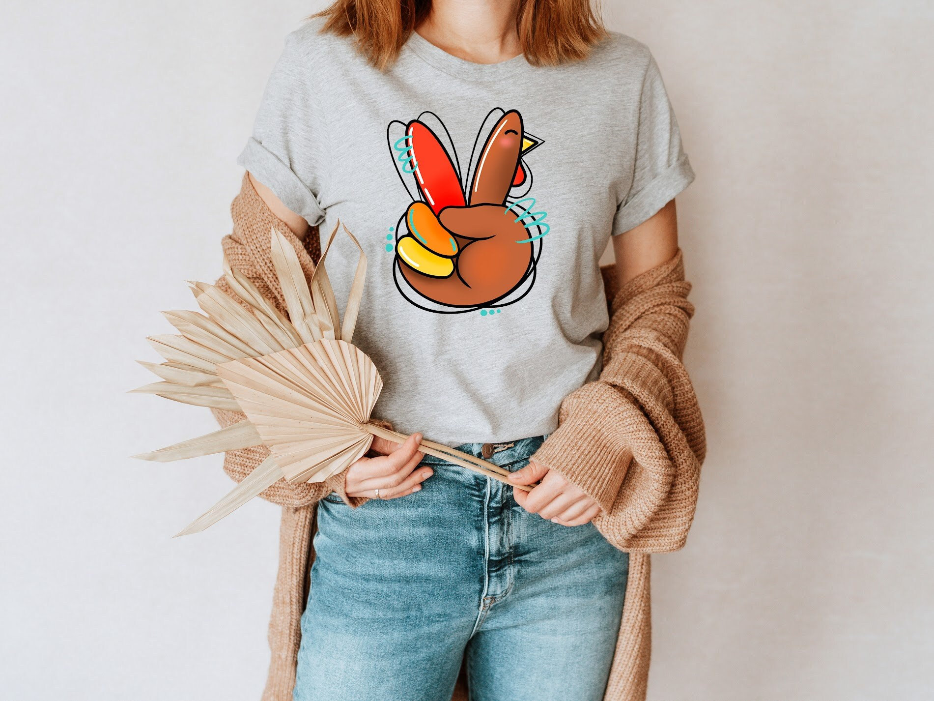 Thanksgiving Turkey Peace Gift Graphic T-Shirt