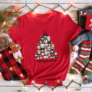 Merry Woofmas Christmas Dogs Tree Funny Graphic T-Shirt