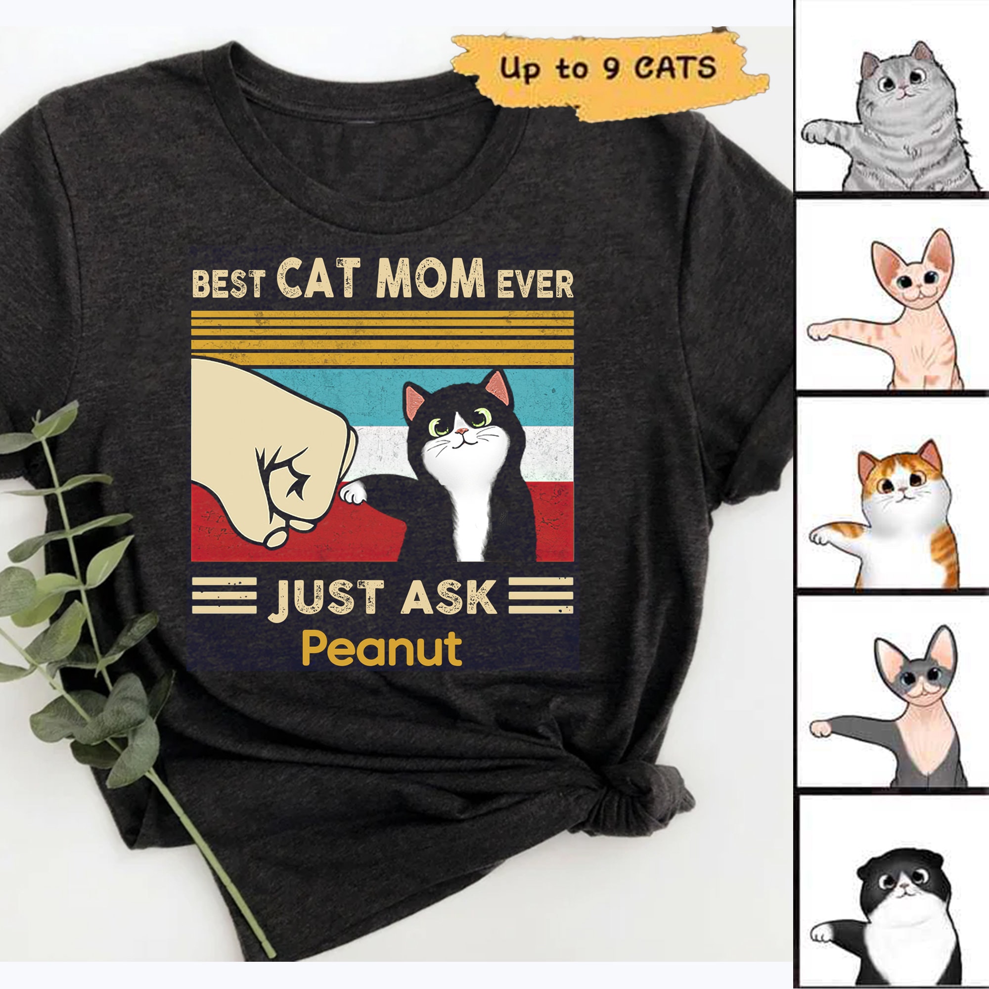 Personalized Best Cat Mom Ever Owners Graphic T-Shirt