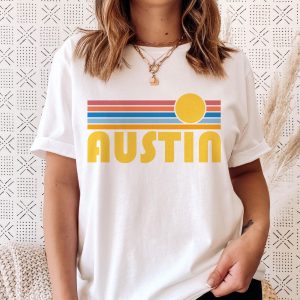 Austin Texas Retro Sunset Adult Graphic T-Shirt