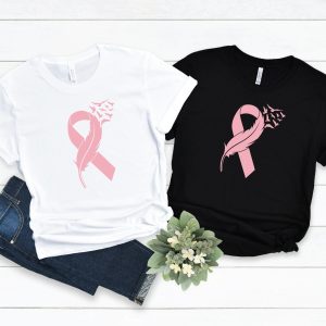 Breast Cancer Pink Ribbon Awareness Support Graphic T-Shirt