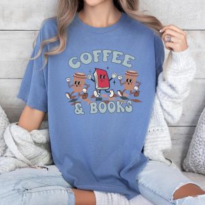 Retro Book Coffee And Funny Trending Lover Graphic T-Shirt