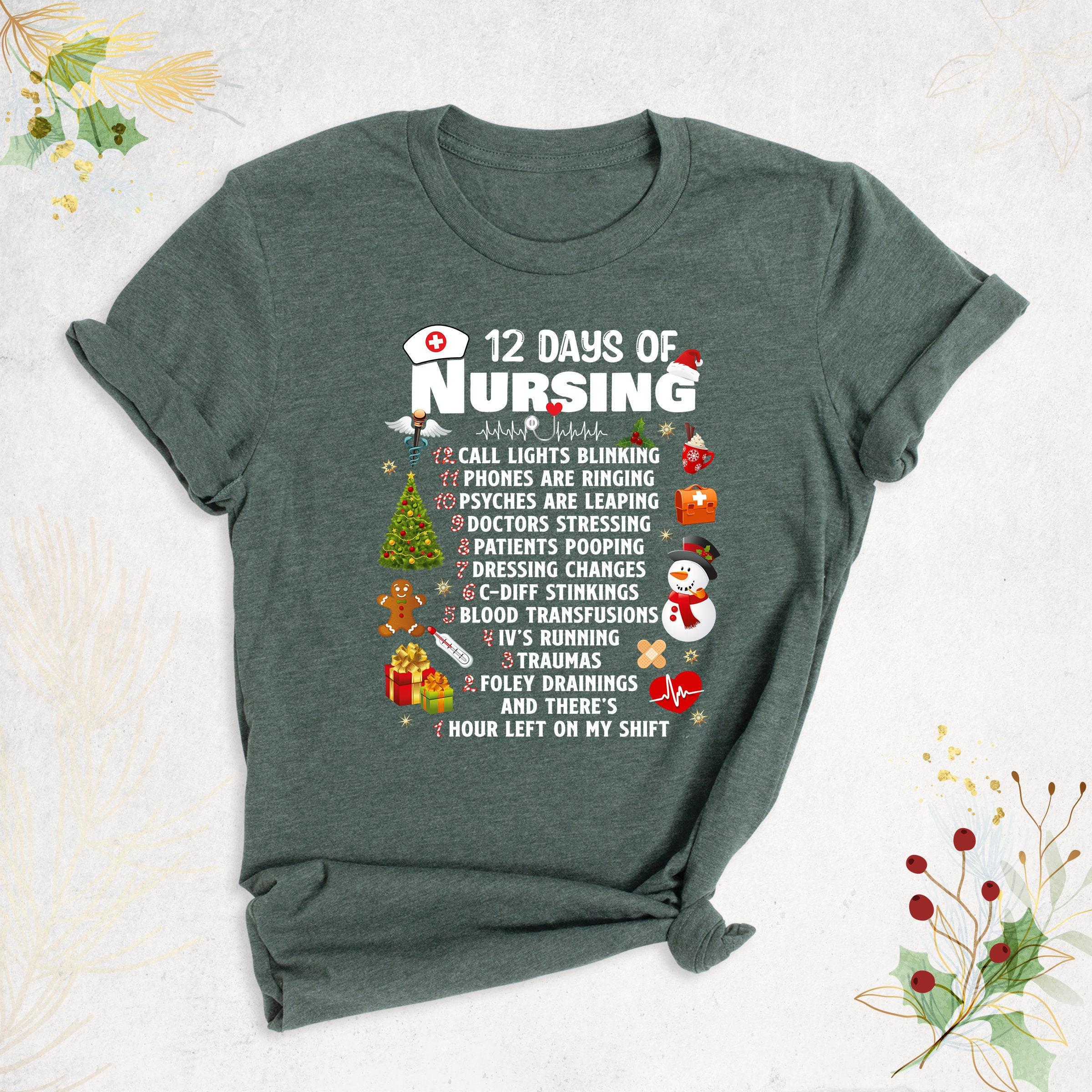 Christmas Nurse 12 Days Of Nursing Student Graphic T-Shirt
