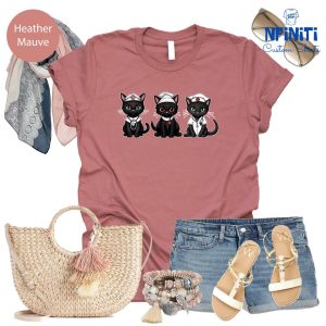 Black Cat Nurse Funny Vet Tech Gift Graphic T-Shirt