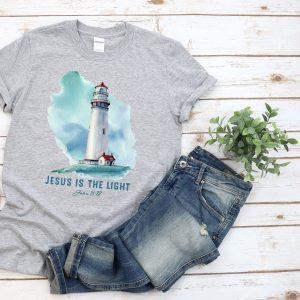 Jesus Is The Light Lighthouse Christian Graphic T-Shirt