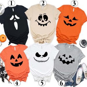 Halloween Pumpkin Face Jack O Lantern Funny Graphic T-Shirt