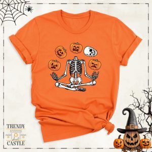 Halloween Skeleton Pumpkin Head Spooky Season Graphic T-Shirt
