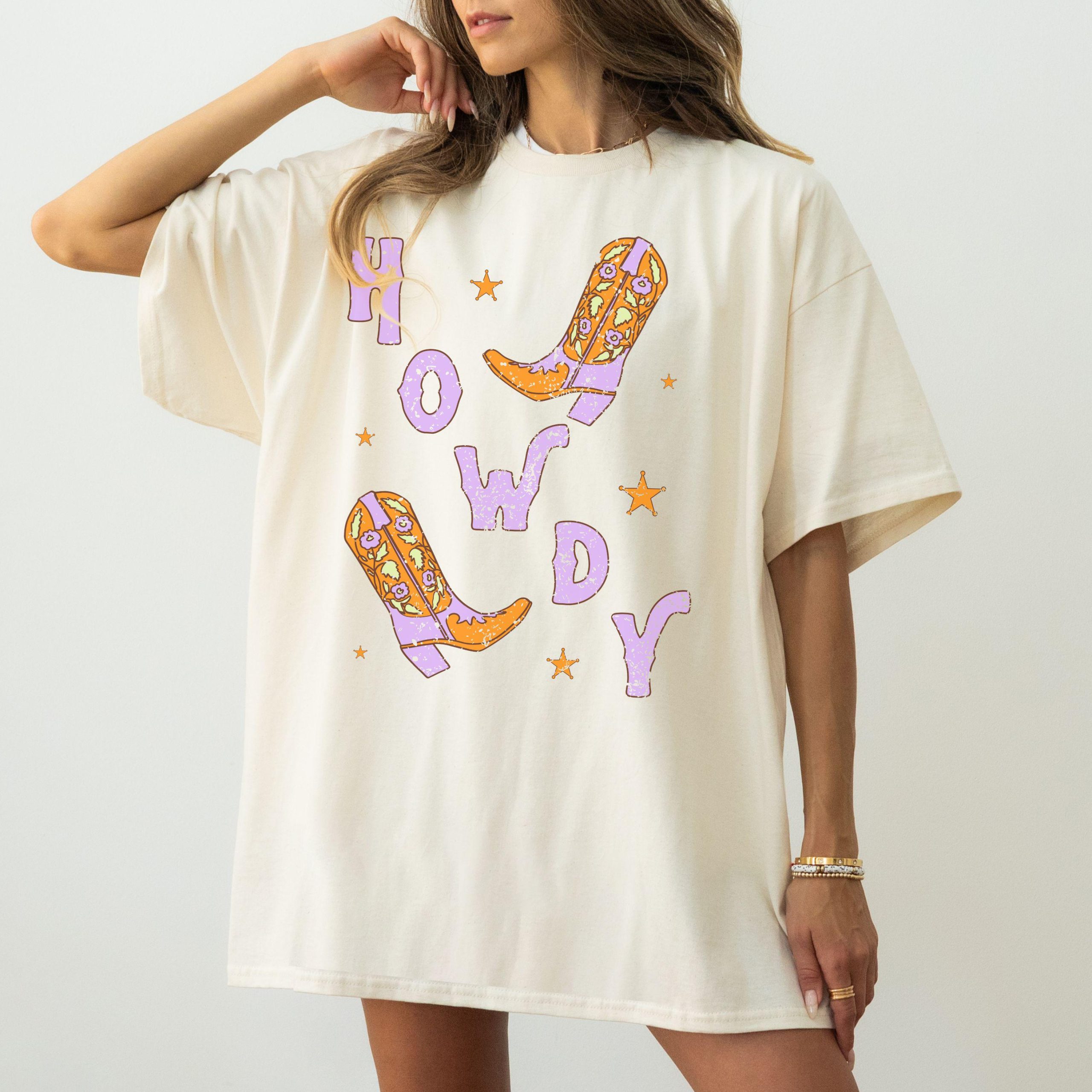 Cowgirl Country Concert Howdy Girls Oversized Graphic T-Shirt