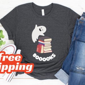 Boooks Halloween Book Bookish Lover Gift Ghost Graphic T-Shirt
