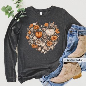 Fall Heart Long Sleeve Pumpkin Spice Family Graphic T-Shirt