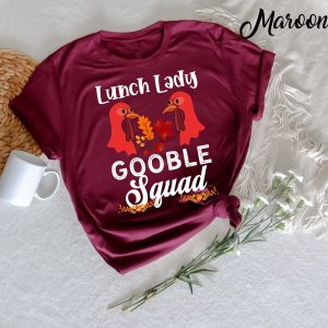 Lunch Lady Gobble Squad Thanksgiving Funny Graphic T-Shirt