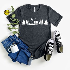 Camping In The Forest Adventure Rv Camper Graphic T-Shirt