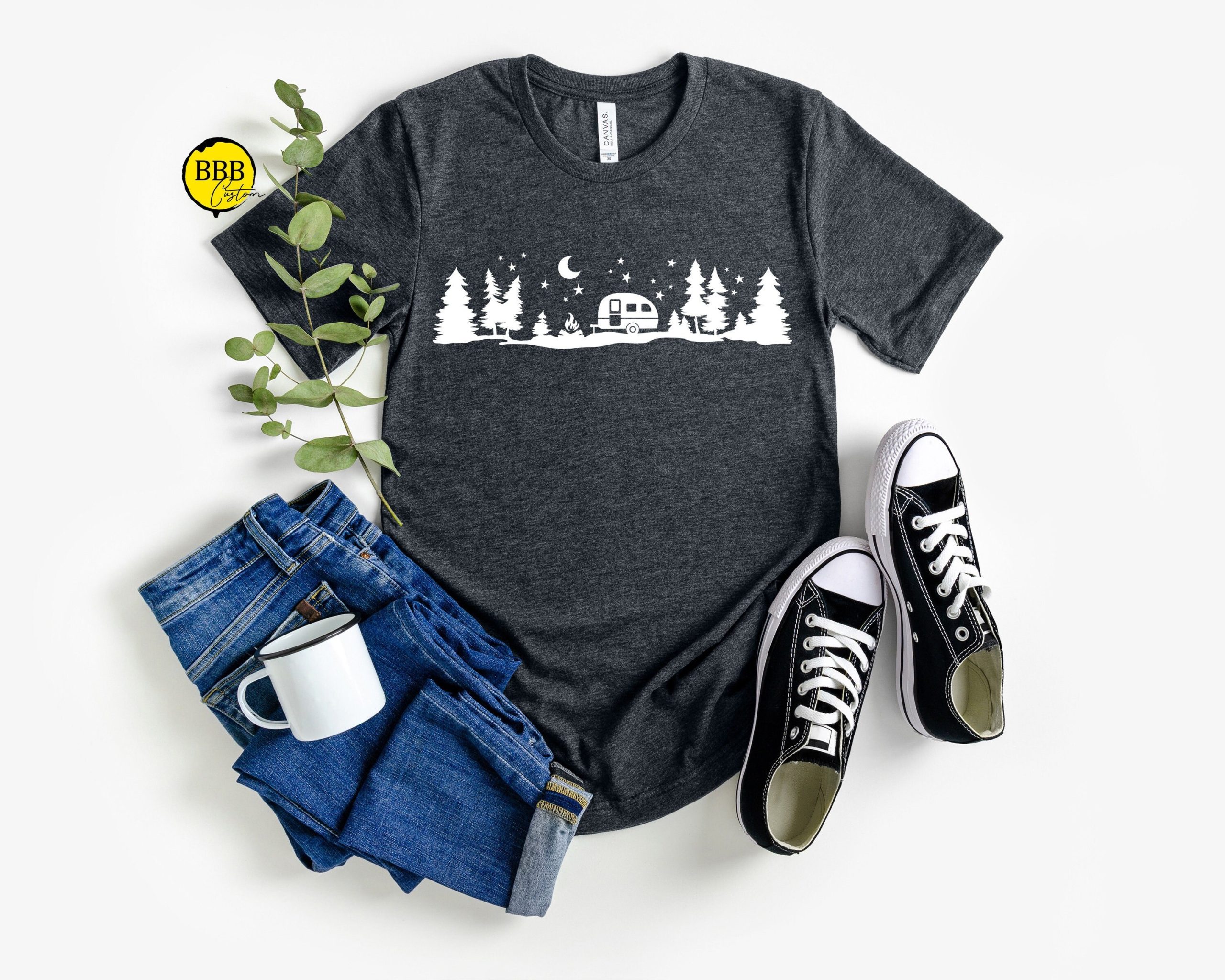 Camping In The Forest Adventure Rv Camper Graphic T-Shirt