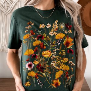 Pressed Flowers Boho Wildflowers Cottagecore Graphic T-Shirt