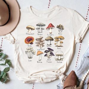 Mushroom Identification Retro Cottagecore Graphic T-Shirt