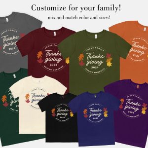 2024 Custom Family Thanksgiving Matching Fall Graphic T-Shirt