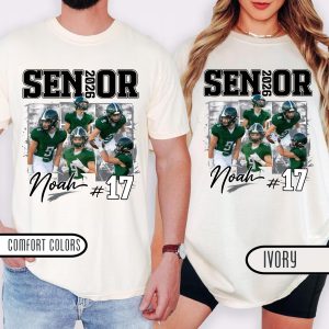 Custom 2026 Senior Football Mom Player Photos Graphic T-Shirt