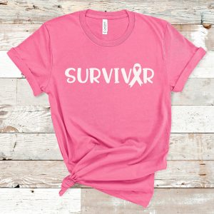 Breast Cancer Survivor Pink Ribbon Awareness Graphic T-Shirt