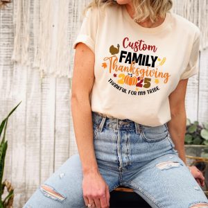 Custom Thanksgiving Family Matching Fall Graphic T-Shirt