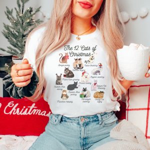 Christmas Cat 12 Cats Of Funny Lover Gift Graphic T-Shirt