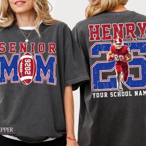 Proud Senior Football Mom High School Spirit Graphic T-Shirt