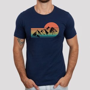 Retro Sunset Pine Tree Mountain Vista Graphic T-Shirt