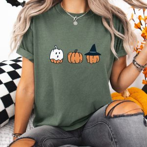 Spooky Ghost & Autumn Pumpkin Fall Graphic T-Shirt