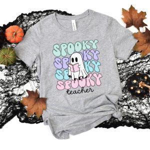 Spooky Teacher Retro Groovy Halloween Graphic T-Shirt