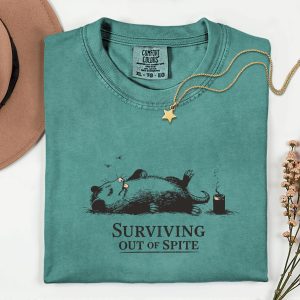 Surviving Purely Out Of Spite Screaming Possum Graphic T-Shirt